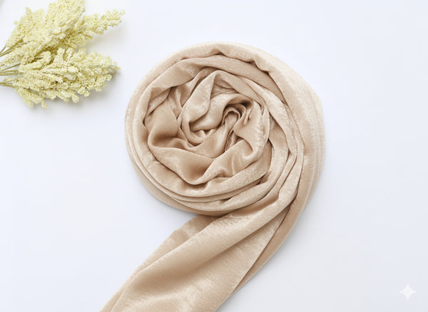 Velvet Silk Hijab - Beige